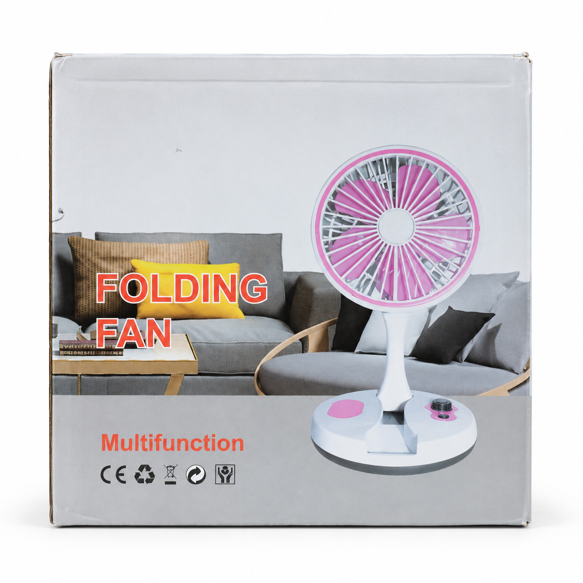 Multifunction Folding Pedestal Fan - White/Pink Main image
