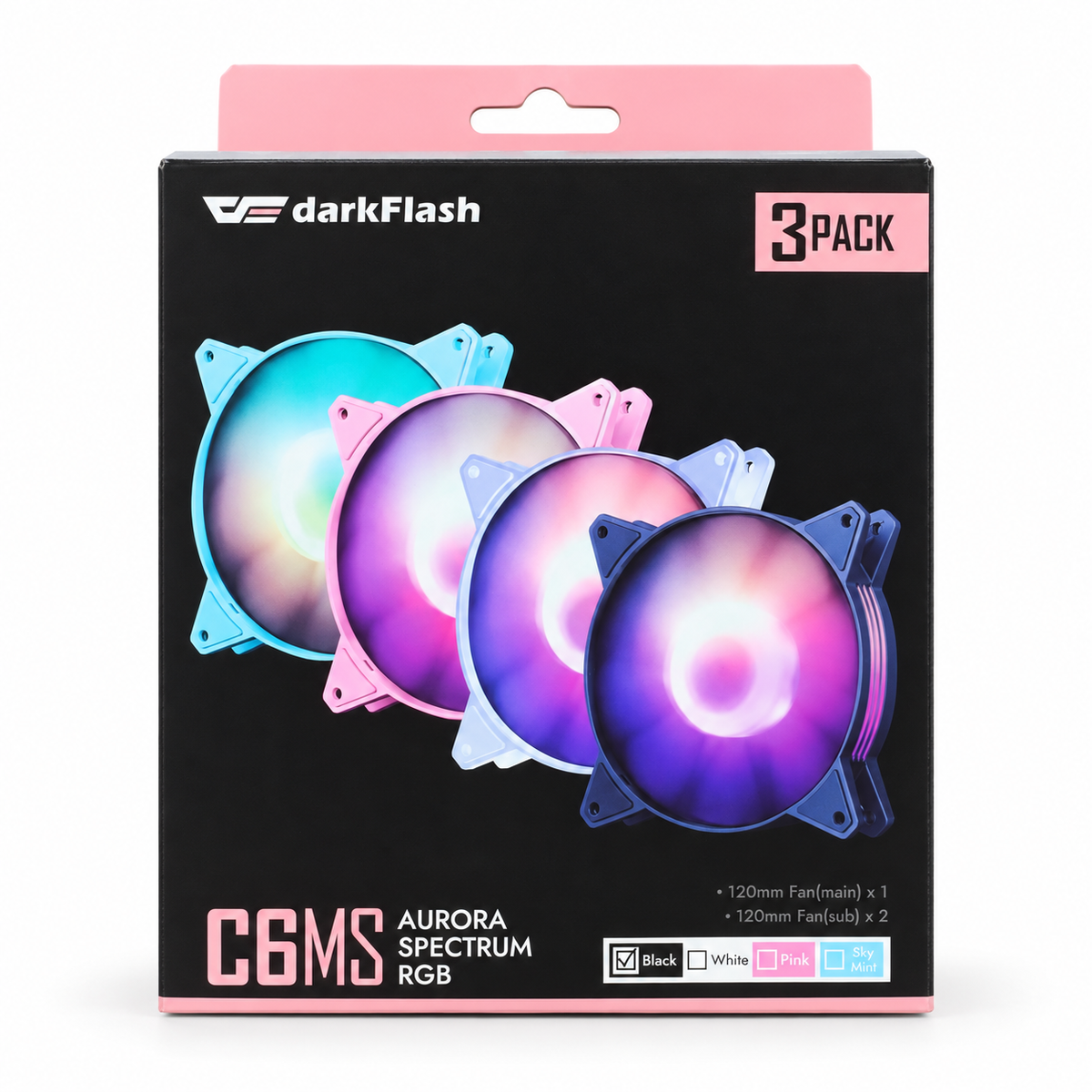 darkFlash C6MS Aurora Spectrum RGB 120mm Case Fan 3-Pack الصورة الرئيسية