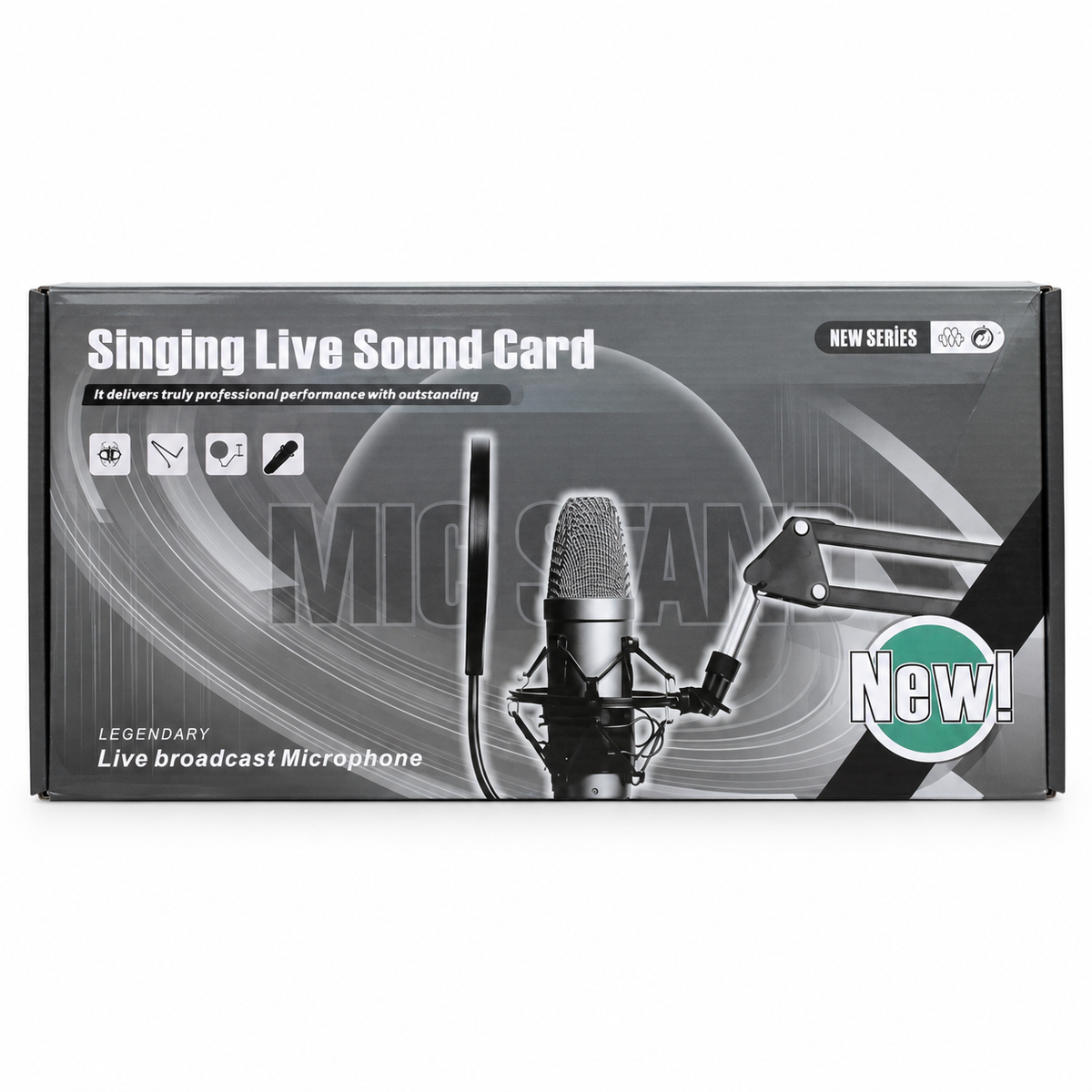 Professional Singing Live Sound Card & Studio Condenser Microphone Broadcasting Kit