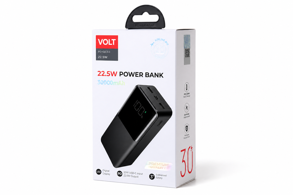 VOLT VL-11018 30000mAh 22.5W LCD Display Power Bank الصورة الرئيسية