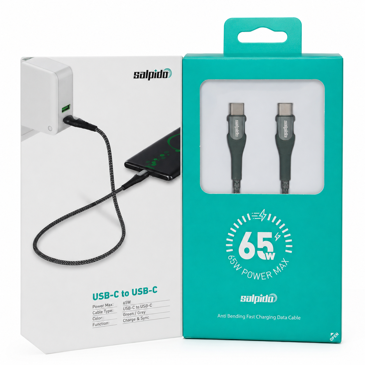 Salpido SDC102 USB-C to USB-C Cable 65W 2m - Black صورة ثانوية