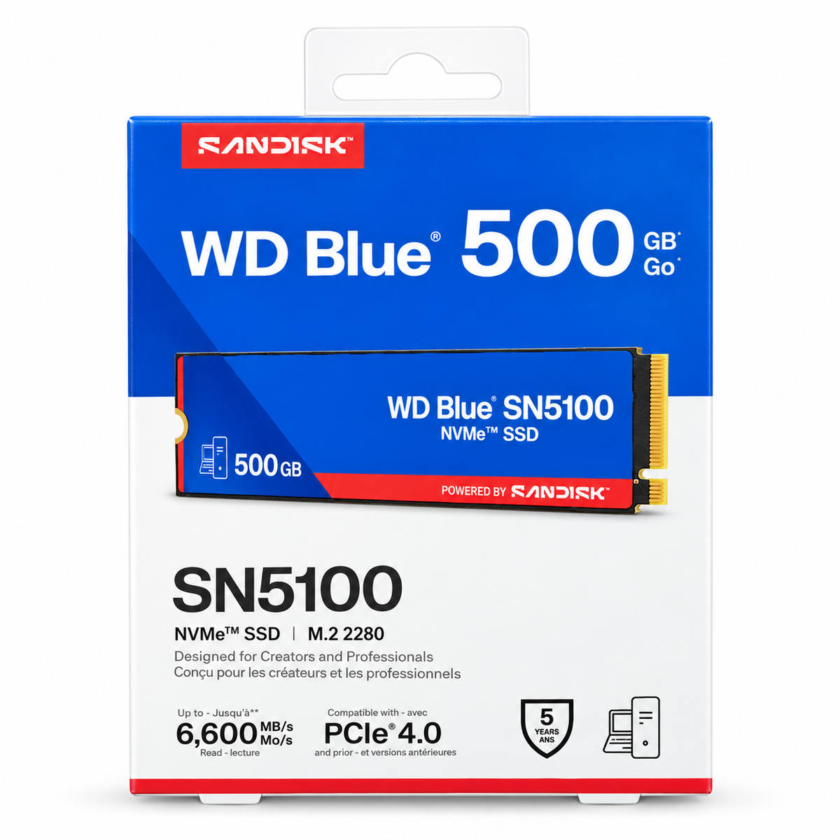 Western Digital WD Blue SN5100 500GB PCIe Gen4 NVMe M.2 2280 SSD (Up to 6600 MB/s)