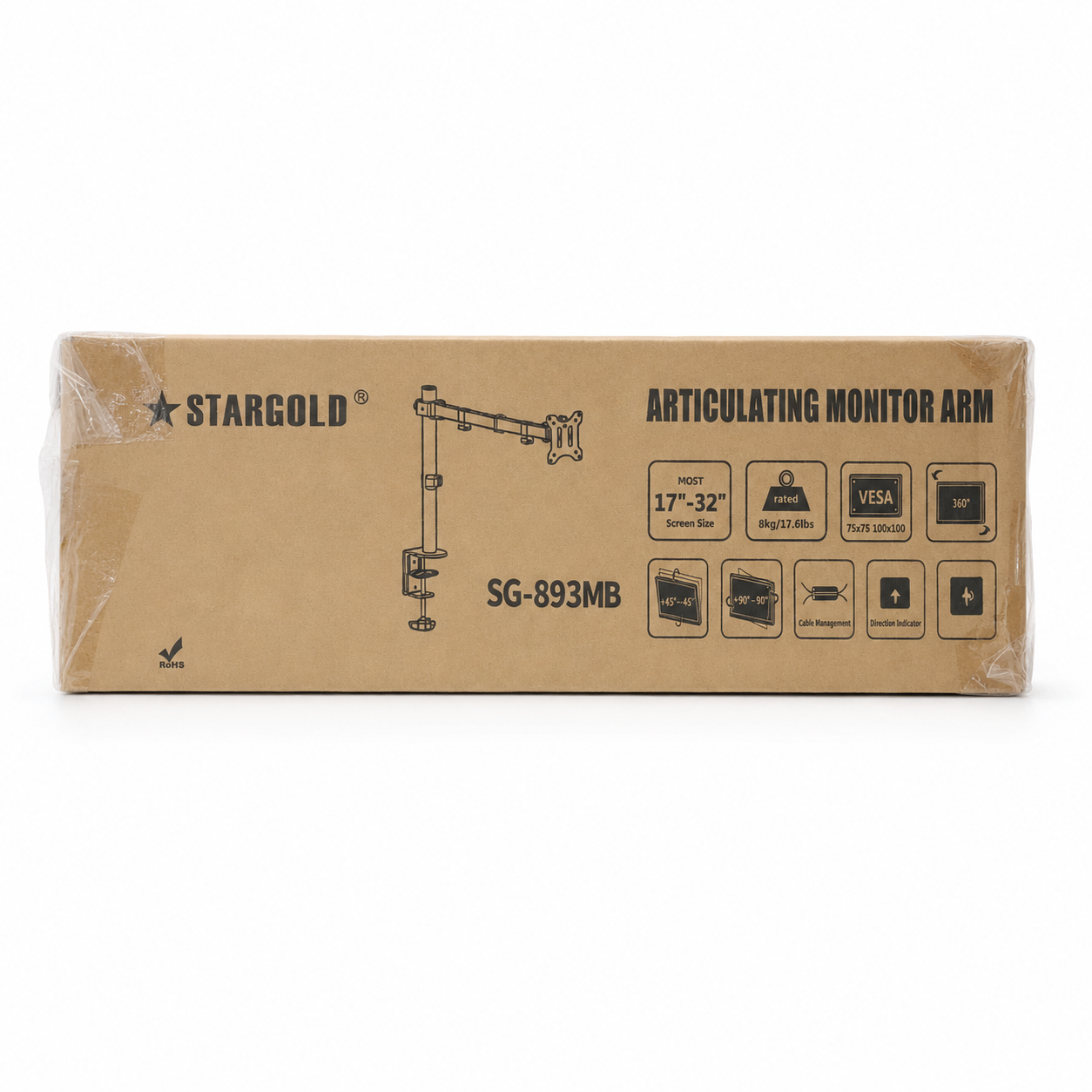 Stargold SG-893MB Articulating Monitor Arm 17–32 inch - Black صورة ثانوية