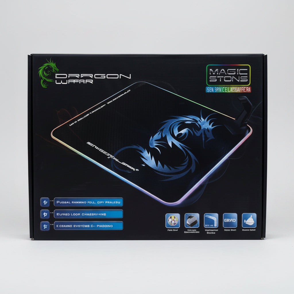 A collage of multiple computer peripheral product photos and their retail packaging, including a mouse pad, mouse, keyboard, headset, and other gaming accessories, shown on a plain white background. الصورة الرئيسية
