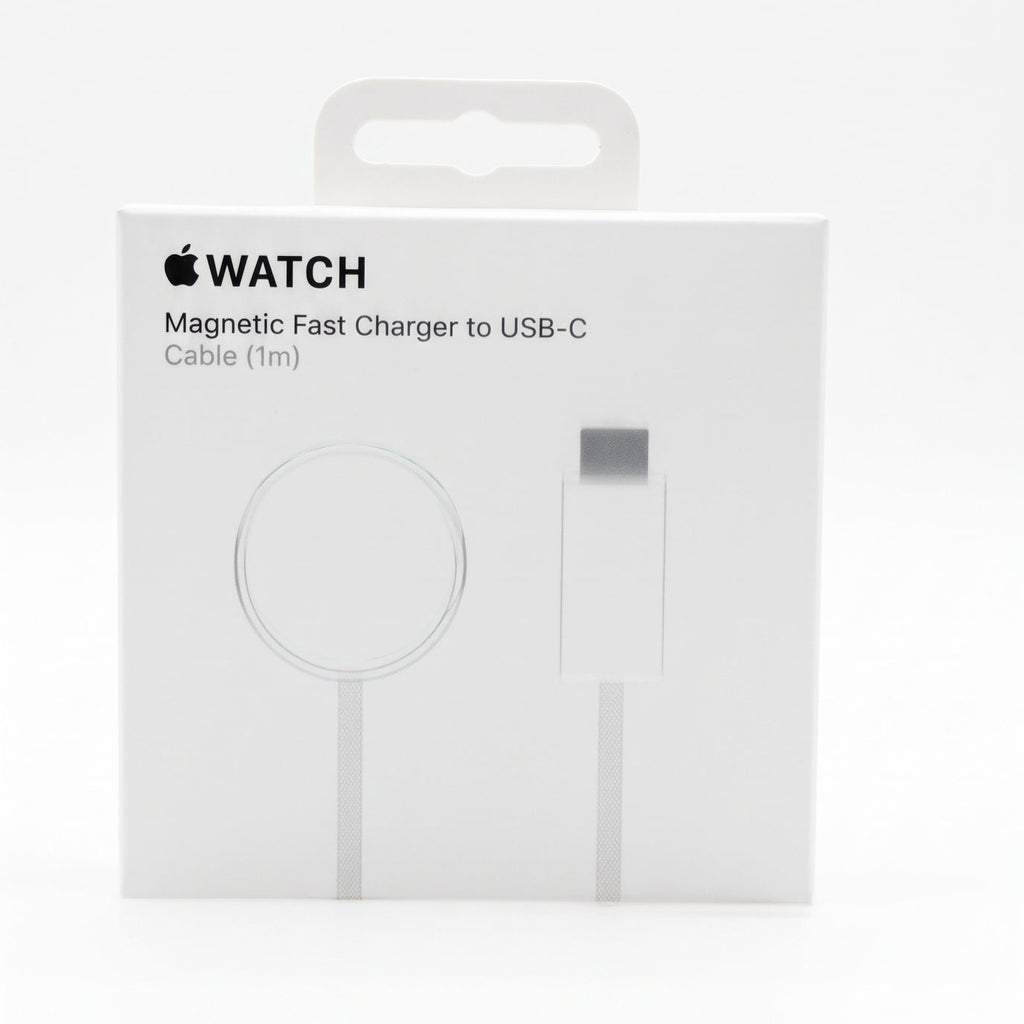 Apple Watch Magnetic Fast Charger to USB-C Cable Kit in its original white retail packaging, shown against a clean white background.