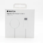 Apple Watch Magnetic Fast Charger to USB-C Cable Kit in its original white retail packaging, shown against a clean white background.
