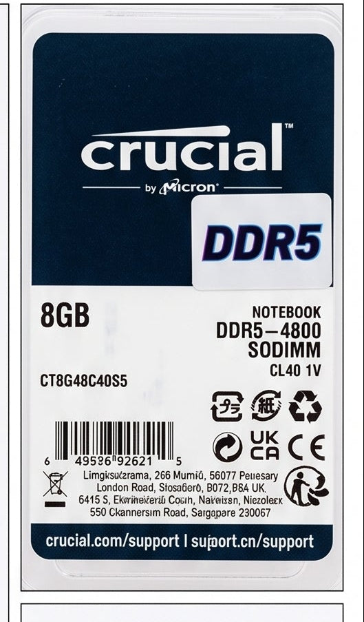 Crucial Notebook DDR5 Laptop RAM - 8GB~4800mhz الصورة الرئيسية