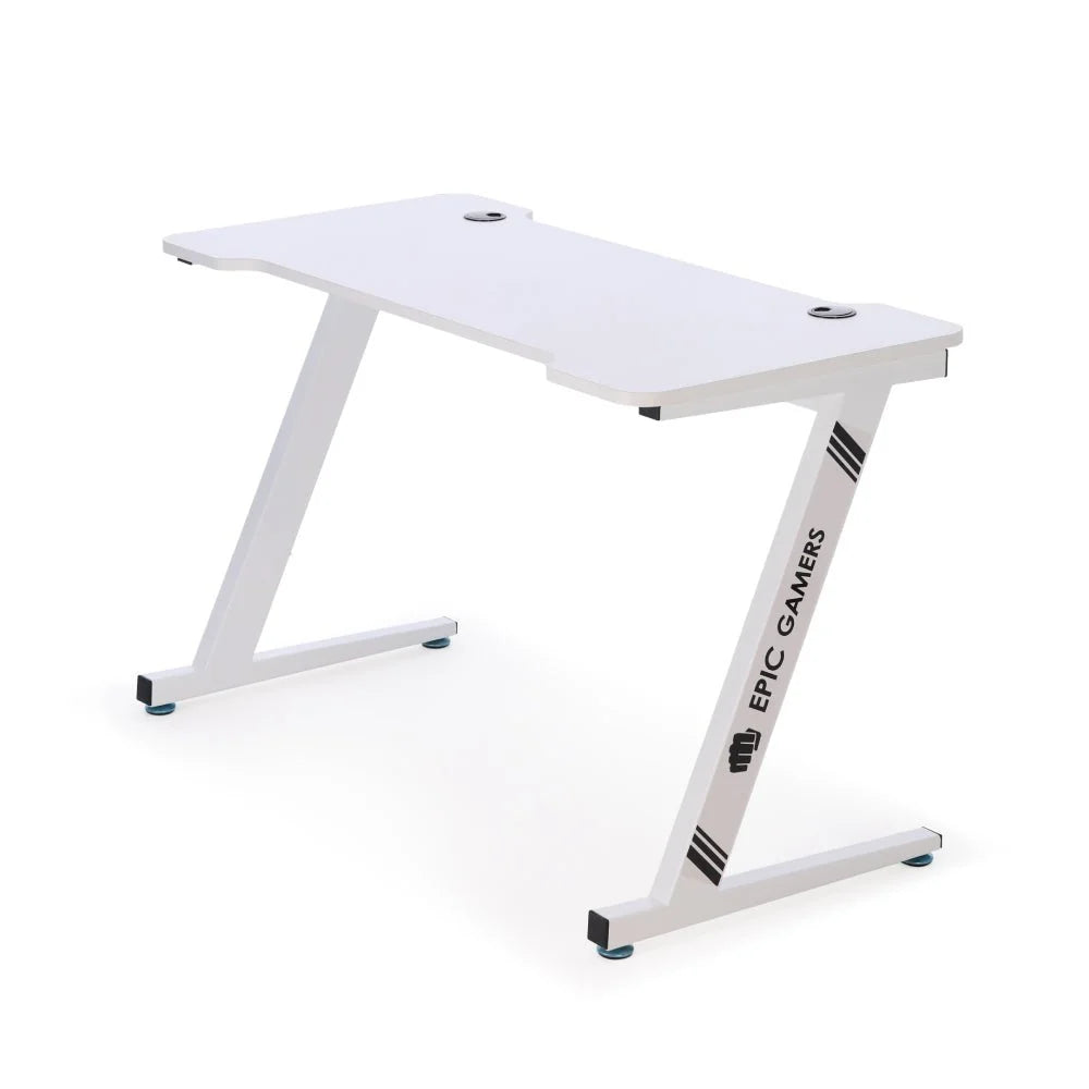 EPIC GAMERS White GAMING DESK II with ARGB Lighting (120cm x 60cm x 75cm)