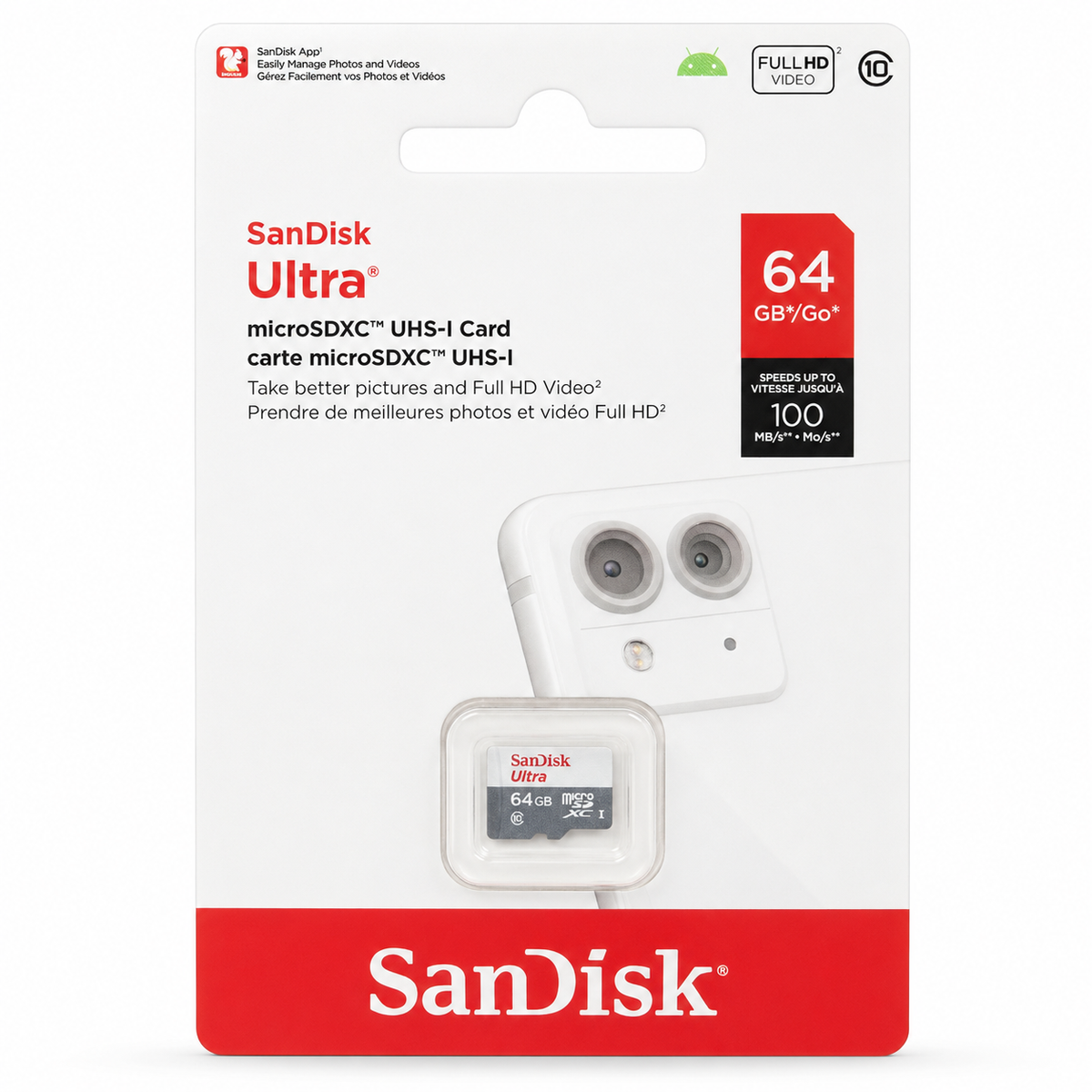 SanDisk Ultra 64GB microSDXC UHS-I Card 100MB/s الصورة الرئيسية