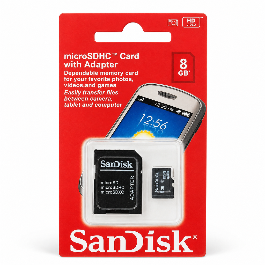 SanDisk 8GB microSDHC Class 4 Card with SD Adapter