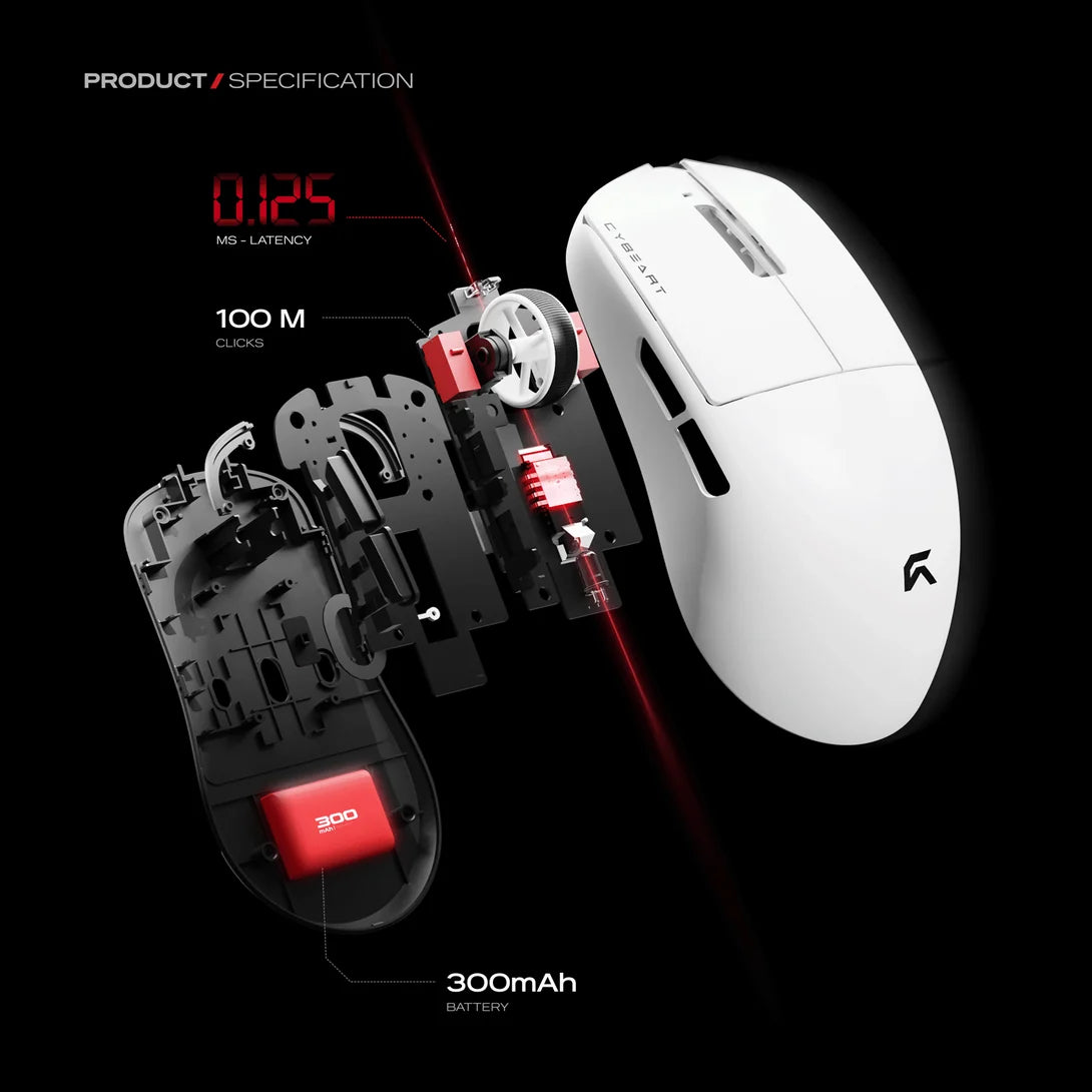 CYBEART XEUS 39g Ultra-Lightweight Wireless Gaming Mouse - White