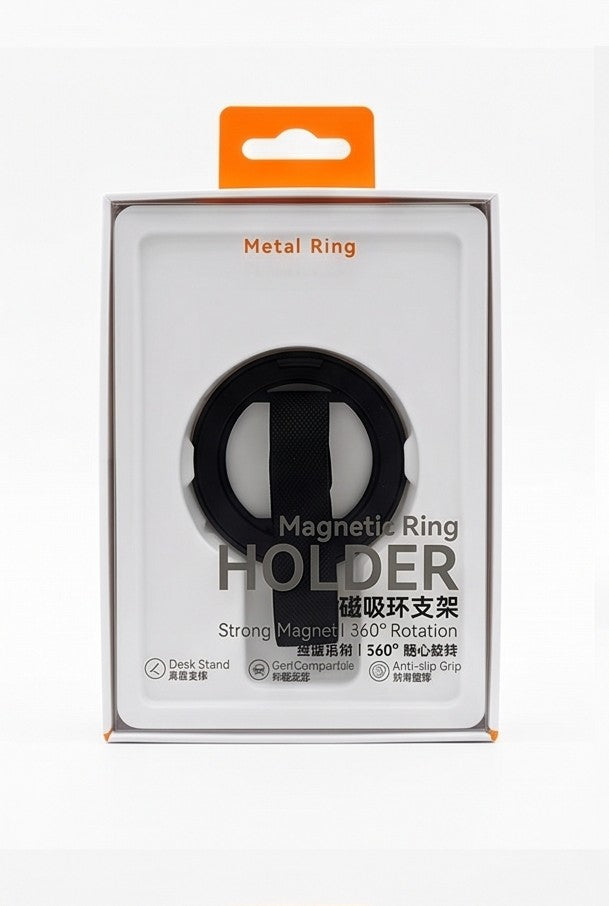 Magnetic Metal Ring Phone Holder with Anti-Slip Fabric Strap & Kickstand Secondary image