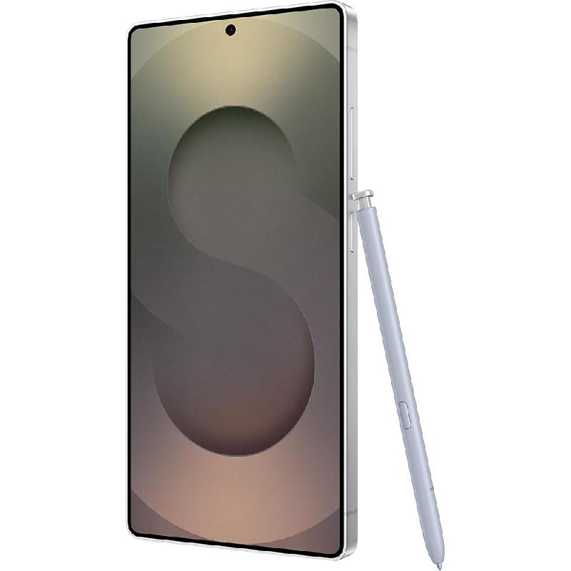 Smartphone with stylus on a white background