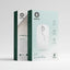 A product box for a white wireless mouse, shown in front of its teal and white packaging. The box features a graphic of the mouse and various feature icons.