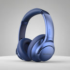 Blue headphones with 'Anker' and 'Soundcore' branding on a white background