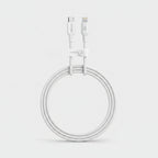 A white USB-C to Lightning cable with a white loop clip, shown on a light gray background. The cable connectors are labeled with 'Anker' and 'USB 3.