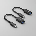 Two USB Type-C adapters with braided cables on a white background, branded 'Benfei'.