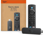Amazon Fire TV Stick 4K Max with remote and packaging on a white background