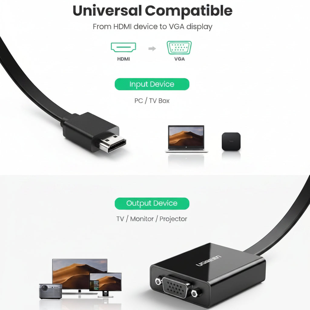 UGREEN HDMI TO VGA ADAPTER WITH AUDIO صورة ثانوية