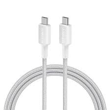 ANKER USB C TO C BRAIDED CABLE ~ (6FT-60W-WHITE) صورة ثانوية