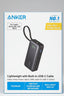 Anker Nano Power Bank 10,000mAh in black, featuring a built-in USB-C cable, shown on a white background with promotional text and blue feature banners.