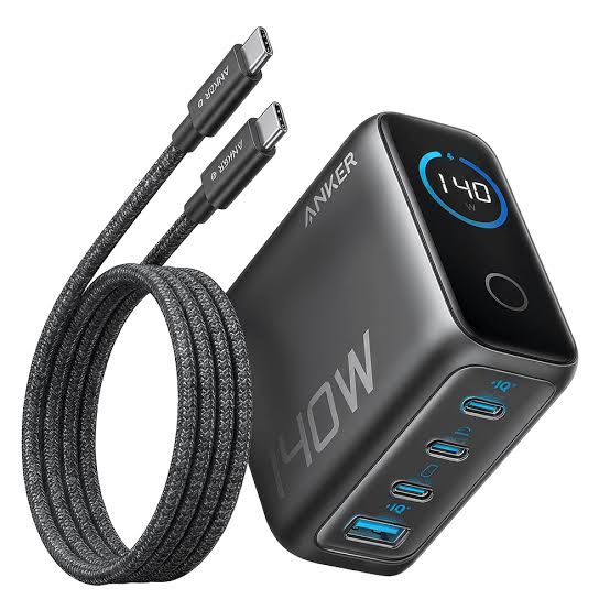 ANKER - 140W - 4PORT-3C1A/GAN CHARGER - DARK GRAY